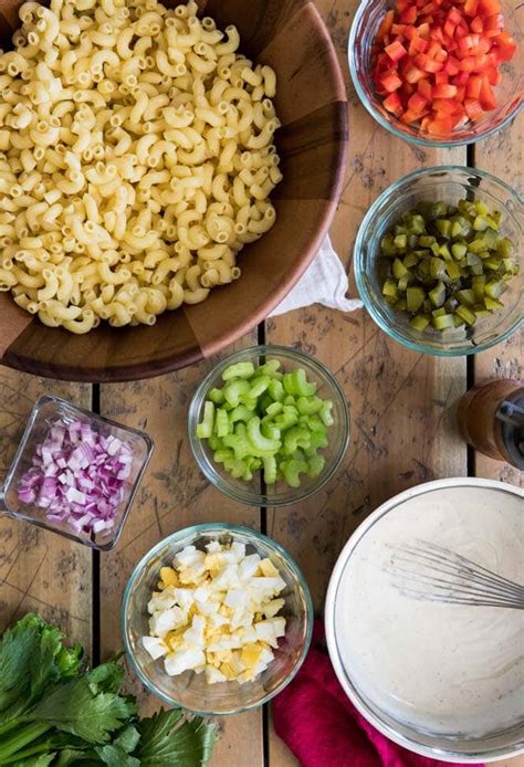 Macaroni salad is an easy pasta salad that's a mix of elbow pasta, mayonnaise, vinegar, sugar, relish, mustard and pimento peppers. Macaroni Salad - Sugar Spun Run