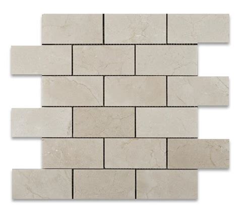 Crema Marfil 2x4 Polished Brick Mosaic Tile Tilezz