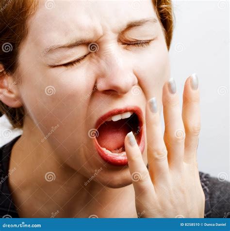 Sleepy Tired Woman Making A Big Yawn Stock Photo Image Of Mouth Open