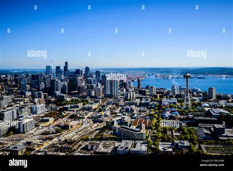 Aerial View Of Seattle Cityscape Washington United States Stock Photo