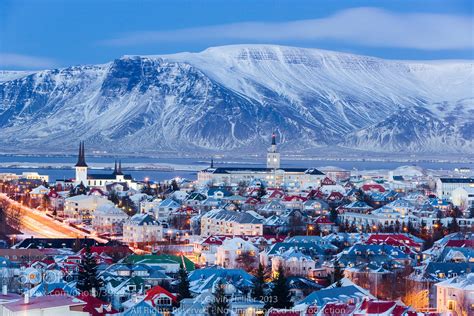 Iceland Reykjavik Elevated View Over The Churches And Cityscape Of