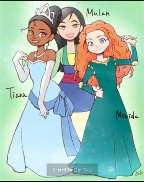 Tiana Mulan And Merida Disney Princess Art Disney Crossovers Disney