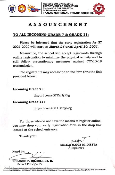 To All Incoming Grade 7 And Grade Tnts Guidance Office Facebook