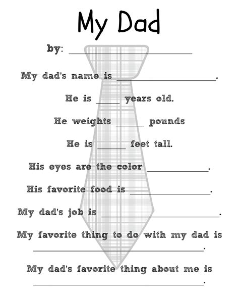 All About My Dad Worksheets Free