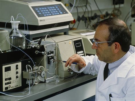 Chemist And Liquid Chromatography Equipment Stock Image T8750664