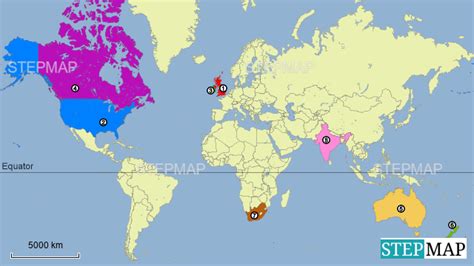 Stepmap Main English Speaking Countries Landkarte Für World