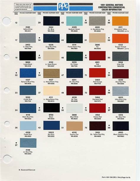 Color Chip Selection Car Paint Colors Classic Truck Paint Color Codes