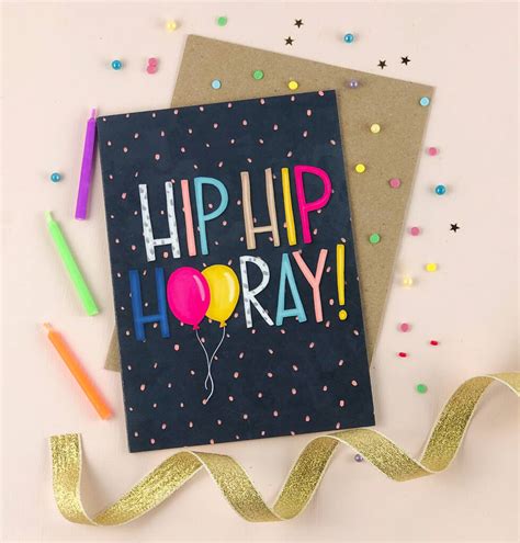 Hip Hip Hooray Birthday Celebration Card By The Little Posy Print