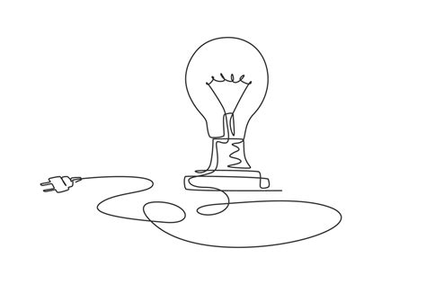 One Single Line Drawing Of Light Bulb On The Floor With Long Wire