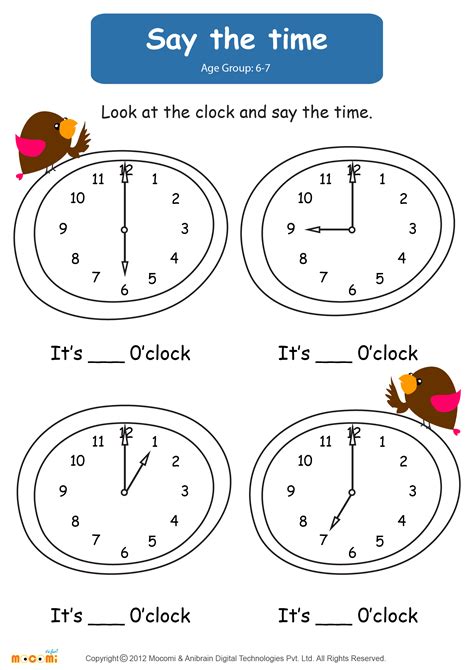 Telling Time Clock Worksheet