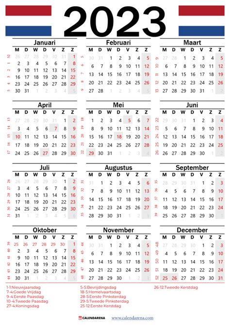 Kalender 2023 Met Weeknummers Nederland
