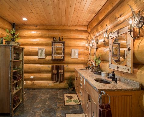 To achieve harmony within the bathroom interior it's a very good idea to divide the bathroom into functional zones. Big Moose, New York Log Home - Rustic - Bathroom - New ...