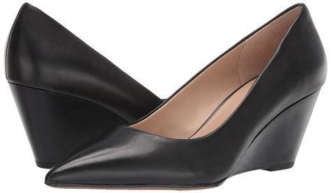 Franco Sarto Womens Alicia Leather Pointed Toe Wedge Pumps Black Size