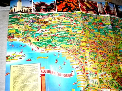 Vintage Illustrated Cartoon Map Of Southern California By Don Bloodgood