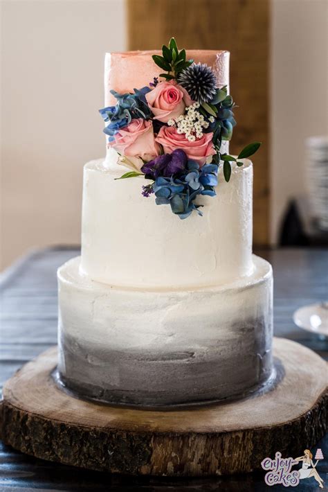 Wedding wishes for my dear friends. Grey and peach wedding cake - Enjoy-Cakes