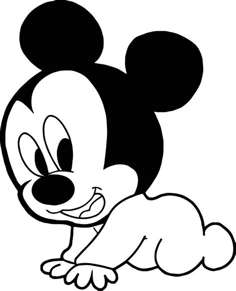 Sweet Baby Mickey Crawling Coloring Page Baby Drawing Mouse Drawing