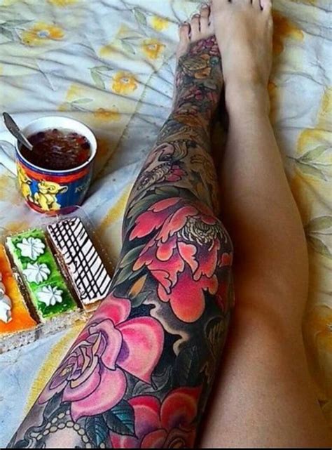 full leg flower tattoo leg sleeve tattoo full leg tattoos inspirational tattoos
