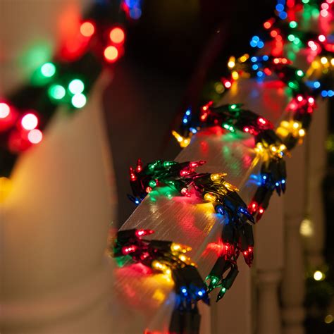 Wintergreen Lighting Multicolor Cluster String Lights Garland, 9ft, 300 Lights, Green Wire ...