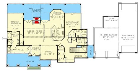 Country Craftsman Plan With Rv Garage And Walkout Basement 25743ge