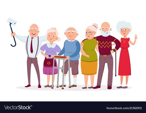 Set Of Cheerful Senior People Hipsters Gathering Vector Image On