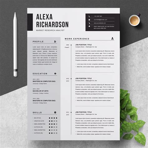Two Pages Modern And Professional Cv Resume Template With Etsy