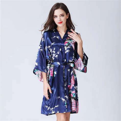 Peacock Robe Wedding Bride Bridesmaid Robe Floral Bathrobe Short Kimono Night Robe Bath Robe