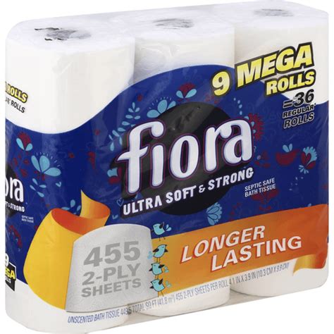 Fiora Ultra Soft And Strong Bath Tissue Unscented Mega Roll 2 Ply