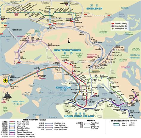 Hong Kong Mtr And Shenzhen Metro Area Map Overlay With Physical Map
