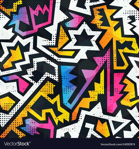 Graffiti Seamless Pattern With Grunge Effect Vector Image