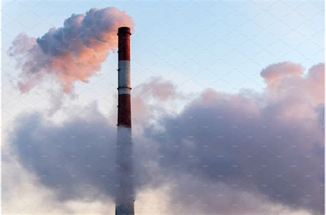 Smoke Stack With Smoke Emission Industrial Stock Photos ~ Creative Market