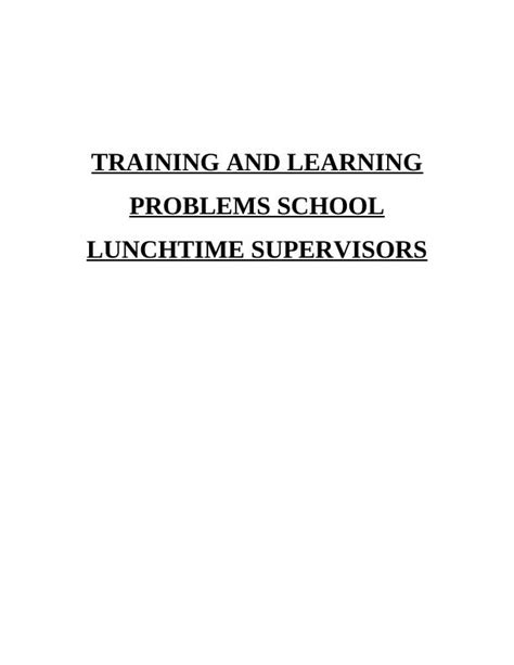 Training Programme For Lunchtime Supervisors Desklib