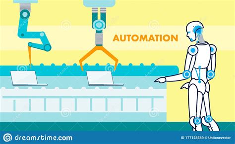 Manufacturing Automation Flat Banner Template Stock Vector