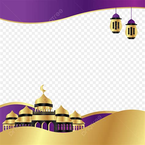 Gambar Perbatasan Bingkai Islami Dengan Lentera Ilustrasi Gradien