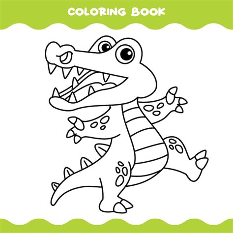 Página Para Colorir Com Desenho De Crocodilo Vetor Premium