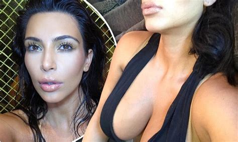 Kim Kardashian Celebrates M Instagram Followers With Cleavage Selfie Daily Mail Online