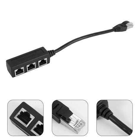 Rj45 Ethernet Cable Adapter Splitter 1 Male To 3 Female Port Lan