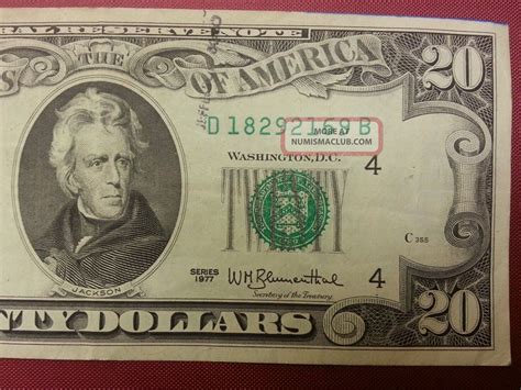 Twenty 20 Dollar Bill 1977 Rare Old Paper Money
