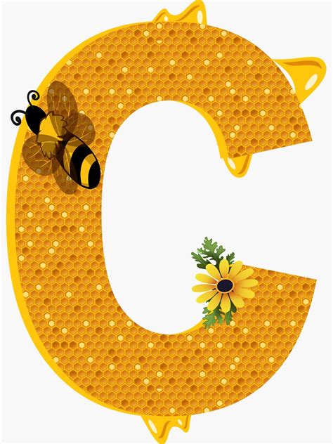 Alphabet C Honeycomb Bee Sticker For Sale By Fas Designs Redbubble