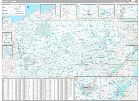 Pennsylvania Wall Map Premium Style By Marketmaps Mapsales