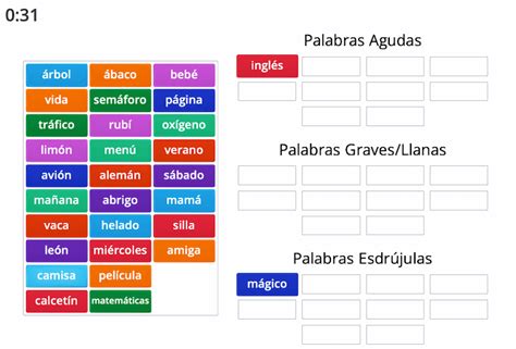 Palabras Agudas Llanas Y Esdrujulas Ejercicios Para Imprimir O Primaria