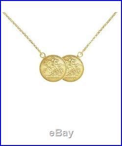 New Solid 9ct Gold St George Coin Half Sovereign Size Necklace RRP 395