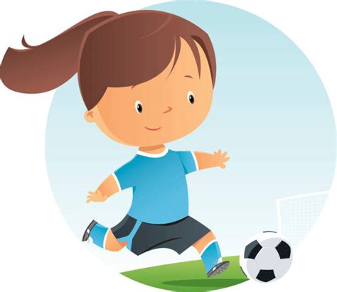 Girls With Soccer Practice Clip Art