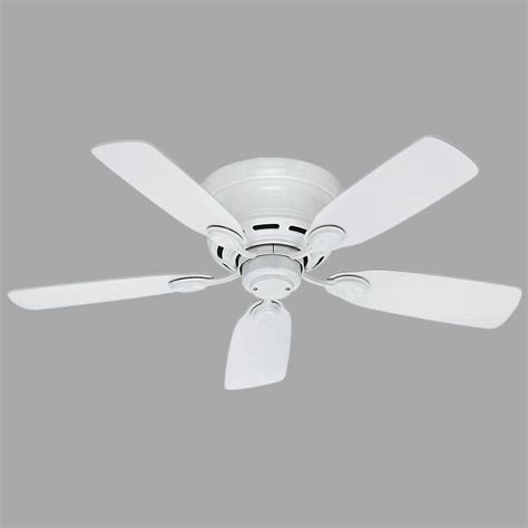 Featuring reversible blades, the fan's contemporary brushed nickel finish is complemented by both the walnut blade finish and the maple blade finish for a. Hunter Low Profile 42 in. Indoor Snow White Ceiling Fan ...