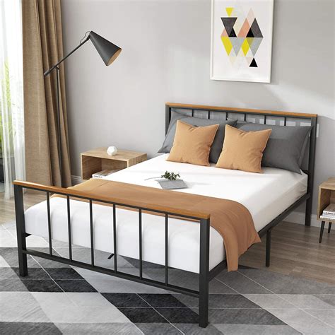 Maybe you would like to learn more about one of these? Metal Bed Frame, Full Size Platform Bed Frame with Wood ...