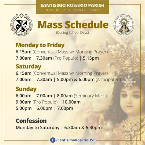 mass schedule santísimo rosario parish ust