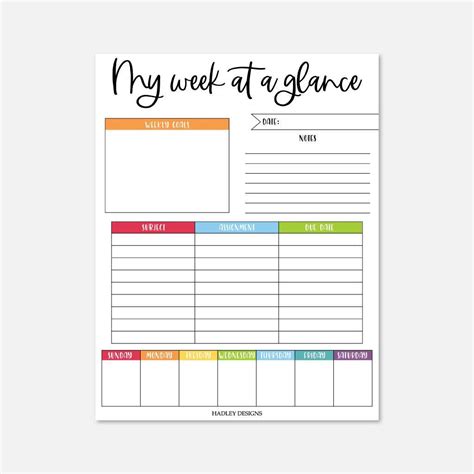 Weekly Day Planner Printable