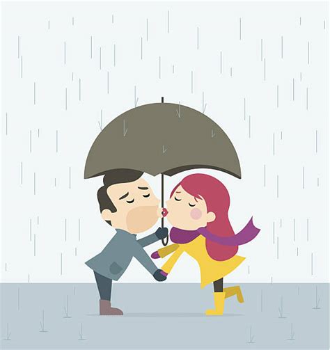 Cartoon Of Couple Kissing Rain Illustrations Royalty Free Vector Graphics And Clip Art Istock