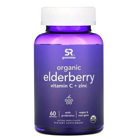 Sports Research Organic Elderberry Vitamin C Zinc Natural Berry