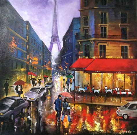 Buy Painting Rainy Day In Paris Artwork No 15618 By Indian Artist Arjun Das