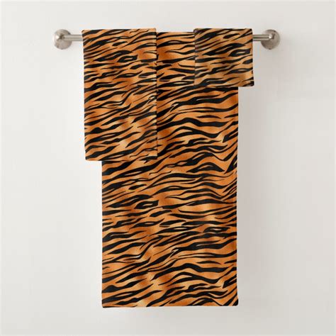 Elegant Copper Tiger Animal Print Bath Towel Set Zazzle